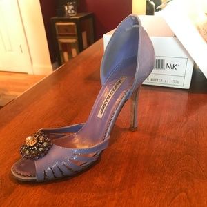Manolo Blahnik Lavender JEWELED 37 1/2